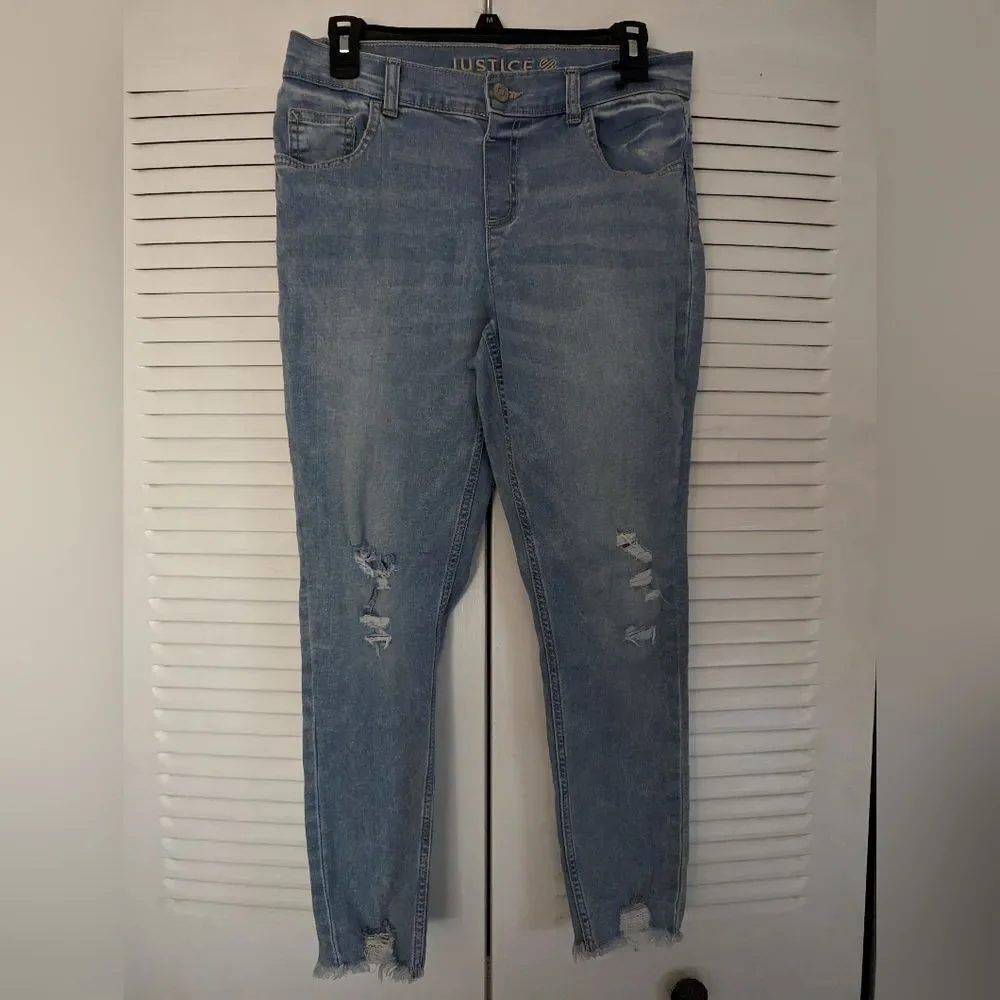 Justice girlfriend distressed jeggings girls 14 ankle